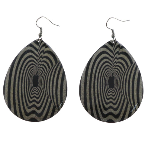 Mi Amore Apple Silhouette Dangle-Earrings Silver-Tone/Black
