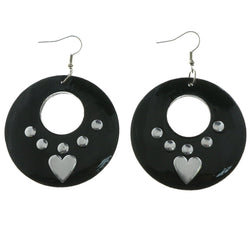 Mi Amore Heart Dangle-Earrings Black/Silver-Tone