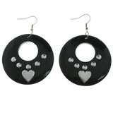 Mi Amore Heart Dangle-Earrings Black/Silver-Tone