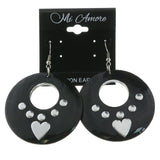 Mi Amore Heart Dangle-Earrings Black/Silver-Tone