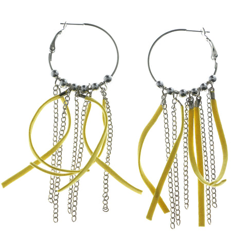 Mi Amore Hoop-Dangle-Earrings Silver-Tone/Yellow