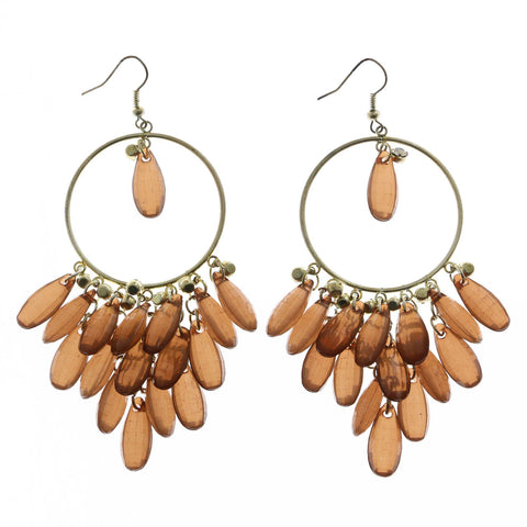 Mi Amore Crystal Accent Brown Acrylic Accents Dangle-Earrings Gold-Tone & Brown