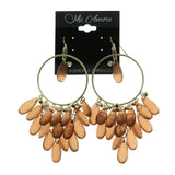 Mi Amore Crystal Accent Brown Acrylic Accents Dangle-Earrings Gold-Tone & Brown