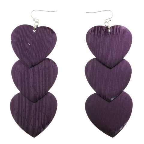 Mi Amore Heart Drop-Dangle-Earrings Purple