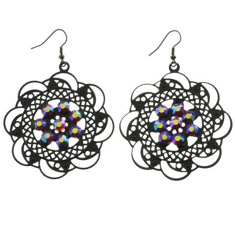 Mi Amore AB Acrylic Accent Dangle-Earrings Black/Multicolor
