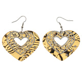 Mi Amore Layered Heart Filligree Dangle-Earrings Tan & Silver-Tone