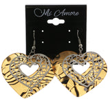 Mi Amore Layered Heart Filligree Dangle-Earrings Tan & Silver-Tone