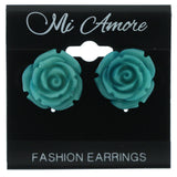 Silver-Tone Metal Stud-Earrings With Crystal Accents