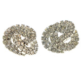 Silver-Tone Metal Stud-Earrings With Crystal Accents