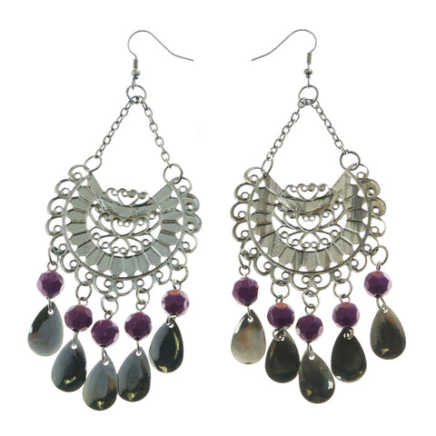 Mi Amore Filligree Drop-Dangle-Earrings Silver-Tone/Purple