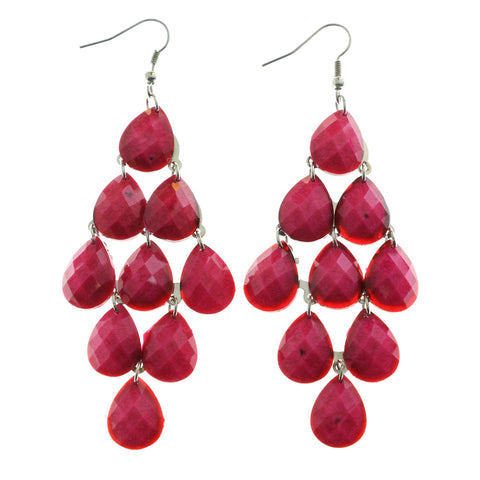 Mi Amore Chandelier-Earrings Silver-Tone/Pink