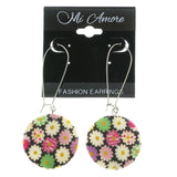 Mi Amore Flowers Drop-Dangle-Earrings Silver-Tone/Multicolor