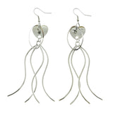 Mi Amore Crystal Accent Heart Drop-Dangle-Earrings Silver-Tone