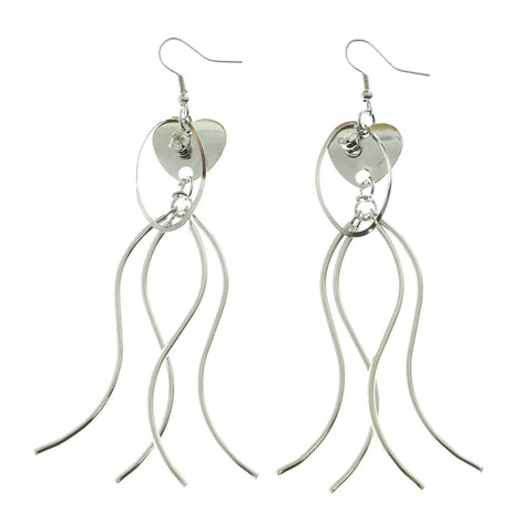Mi Amore Crystal Accent Heart Drop-Dangle-Earrings Silver-Tone