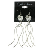 Mi Amore Crystal Accent Heart Drop-Dangle-Earrings Silver-Tone
