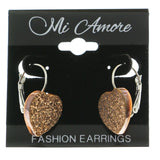 Mi Amore Heart Dangle-Earrings Silver-Tone/Brown