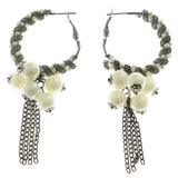 Mi Amore Hoop-Dangle-Earrings Silver-Tone/White