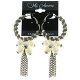 Mi Amore Hoop-Dangle-Earrings Silver-Tone/White