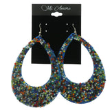 Blue Dangle-Earrings With Multi-Color Bead Accents