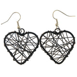 Metal Heart Dangle-Earrings Black