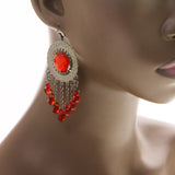 Mi Amore Drop-Dangle-Earrings Red/Silver-Tone