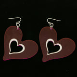 Mi Amore Heart Dangle-Earrings Purple/Silver-Tone