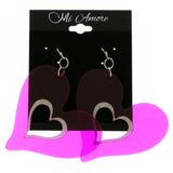 Mi Amore Heart Dangle-Earrings Purple/Silver-Tone