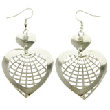 Mi Amore Heart Drop-Dangle-Earrings Silver-Tone
