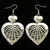 Mi Amore Heart Drop-Dangle-Earrings Silver-Tone
