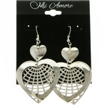 Mi Amore Heart Drop-Dangle-Earrings Silver-Tone