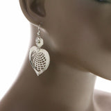Mi Amore Heart Drop-Dangle-Earrings Silver-Tone