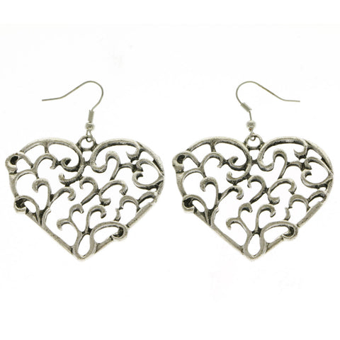 Mi Amore Heart Dangle-Earrings Silver-Tone