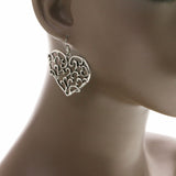 Mi Amore Heart Dangle-Earrings Silver-Tone