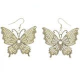 Mi Amore Butterfly Dangle-Earrings Silver-Tone/White