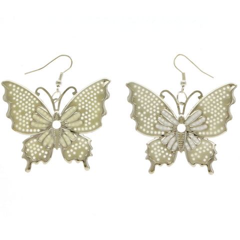 Mi Amore Butterfly Dangle-Earrings Silver-Tone/White