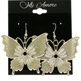 Mi Amore Butterfly Dangle-Earrings Silver-Tone/White
