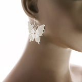 Mi Amore Butterfly Dangle-Earrings Silver-Tone/White