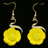 Mi Amore Flower Dangle-Earrings Yellow/Gold-Tone