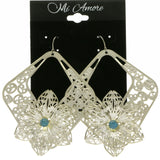 Mi Amore Flower Dangle-Earrings Silver-Tone/Blue