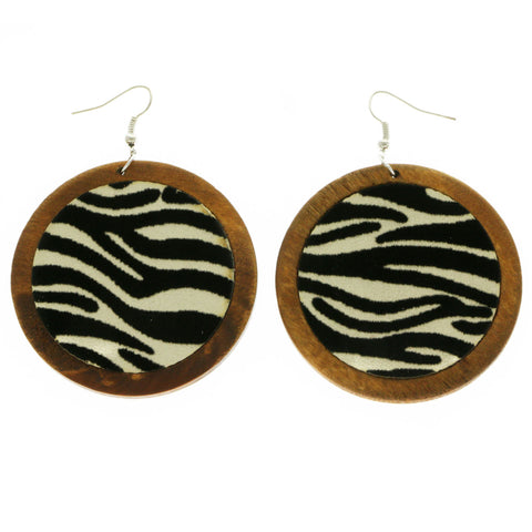 Mi Amore Black Stripe Dangle-Earrings Brown/Silver-Tone