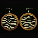 Mi Amore Black Stripe Dangle-Earrings Brown/Silver-Tone