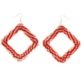 Mi Amore Furry Dangle-Earrings Red/White