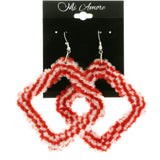 Mi Amore Furry Dangle-Earrings Red/White