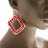 Mi Amore Furry Dangle-Earrings Red/White