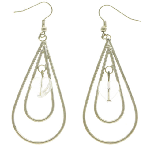 Mi Amore Heart Dangle-Earrings Silver-Tone
