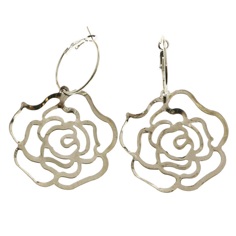 MiAmore Rose Hoop-Dangle-Earrings Silver-Tone