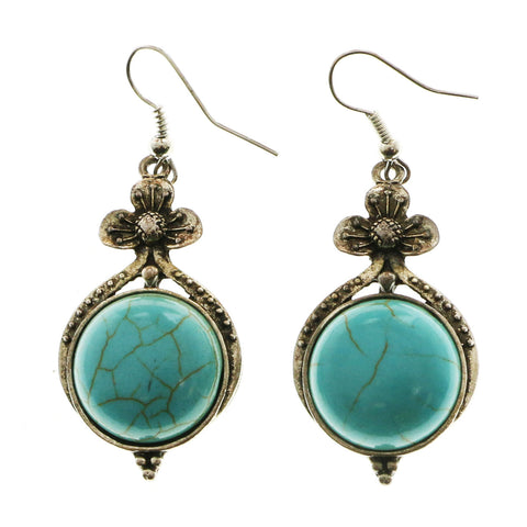 MiAmore Flower Dangle-Earrings Dark-Silver/Blue