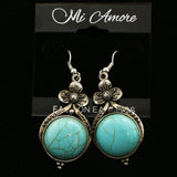 MiAmore Flower Dangle-Earrings Dark-Silver/Blue