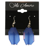 Silver-Tone Metal Dangle-Earrings With Blue Accents