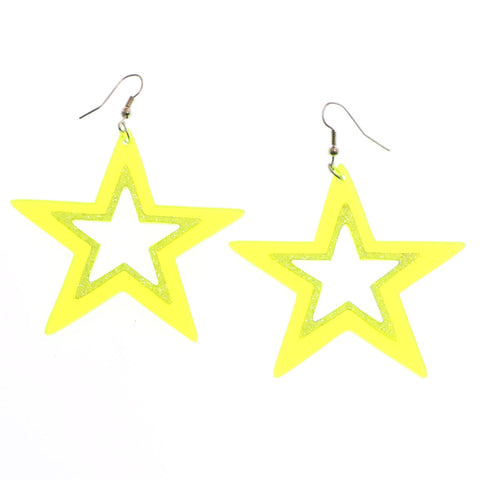 MiAmore Star Dangle-Earrings Silver-Tone/Green